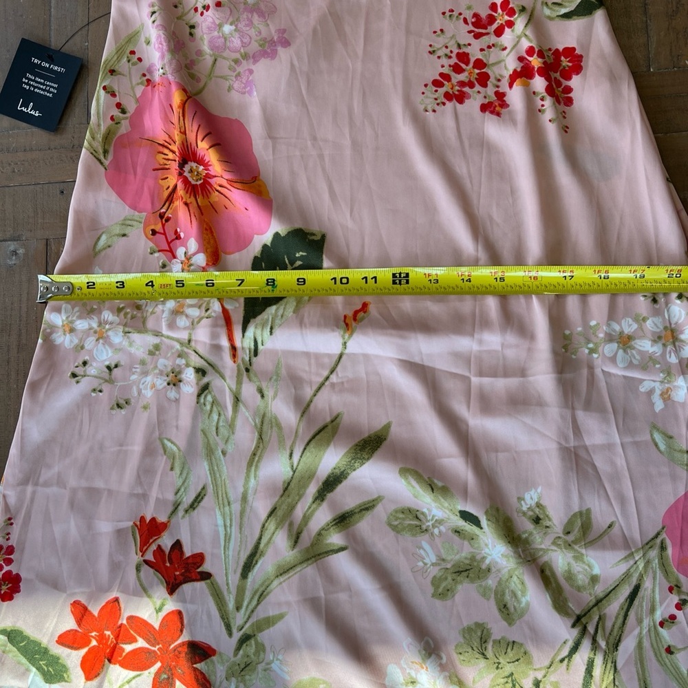 Lulu’s remarkable entrance petal pink floral satin midi slip dress large nwt - Picture 9 of 11